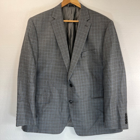 Lauren Ralph Lauren Other - Lauren Ralph Lauren Men's 48R Gray‎ Blue Houndstooth Silk Wool Blazer Jacket